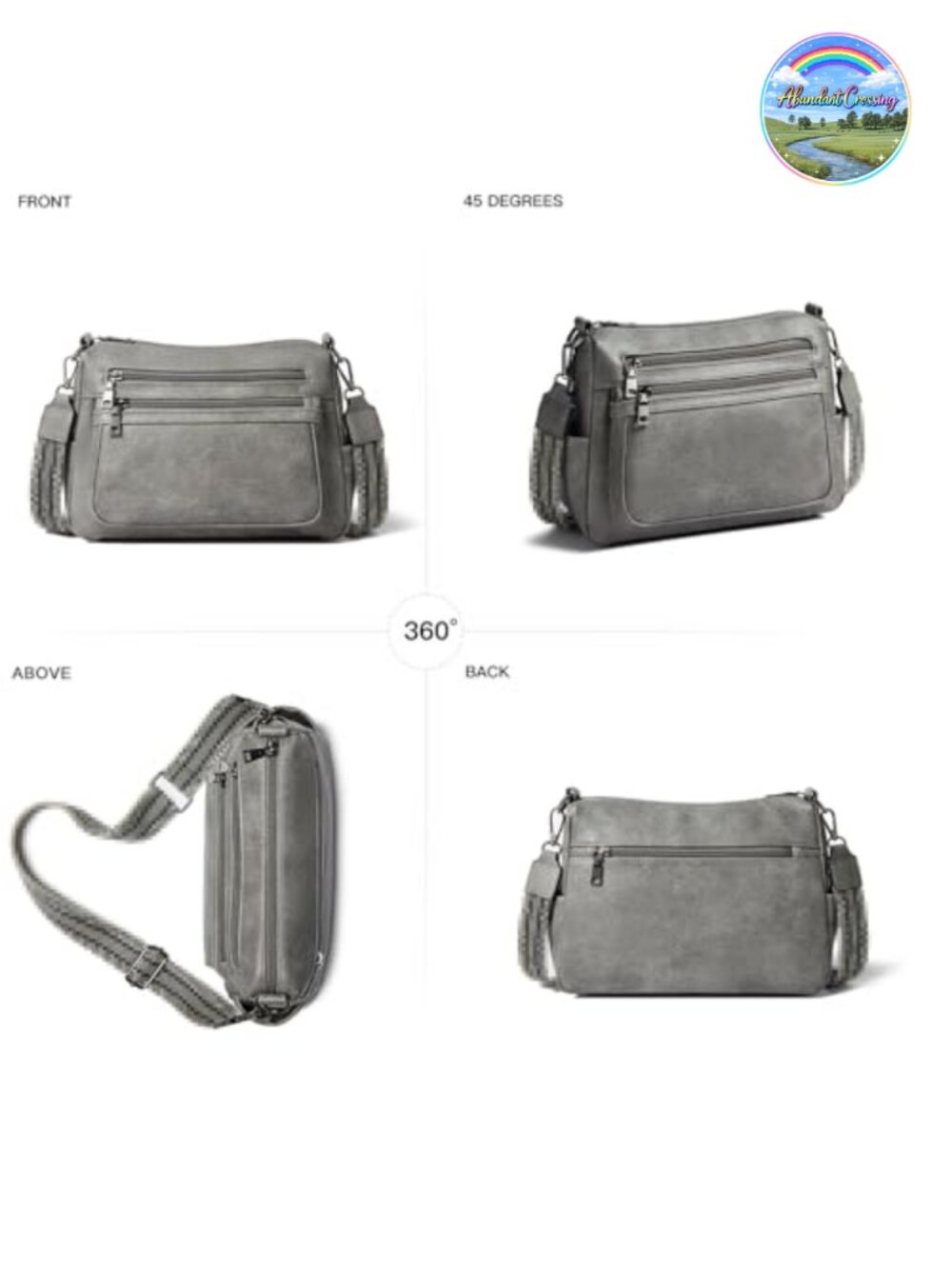 Faux Leather Crossbody Bag Wide Strap Lightweight Sling Purse - Picture 6 of 6